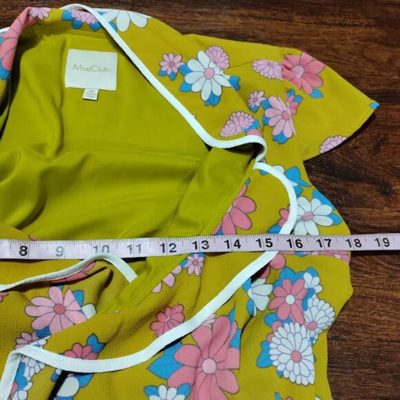 Modcloth Festival Flowers Daytime Dapper Dandelion Floral Print 60s Wrap Dress M - Picture 8 of 10